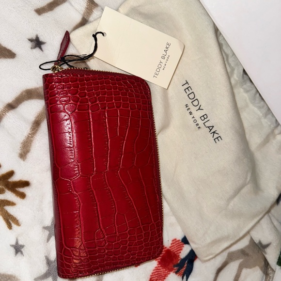 Teddy Blake Zipwallet Croco embossed calf skin Dark Red - Picture 3 of 4